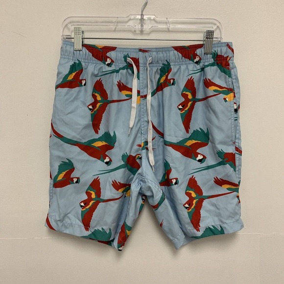 Ambsn Mens Medium Blue Parrot Swim Shorts - Picture 1 of 5